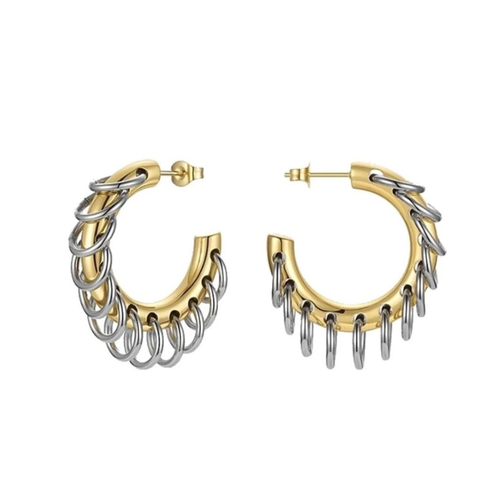 Anthropologie Exaggerated Punk Long Tassel Stud Kink Rock Role Play Pin Earrings